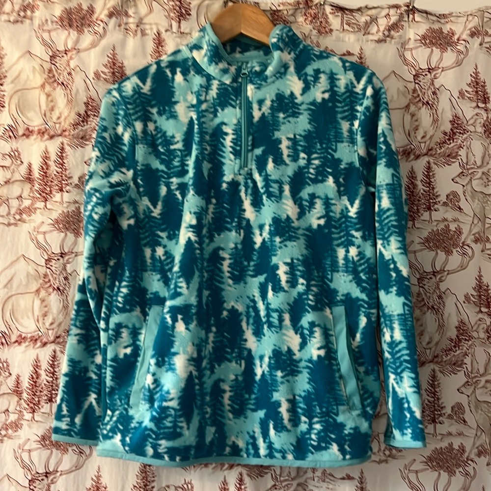 BOYS CAT & JACK TREE PRINT FLEECE PULLOVER JACKET SIZE L 10/12